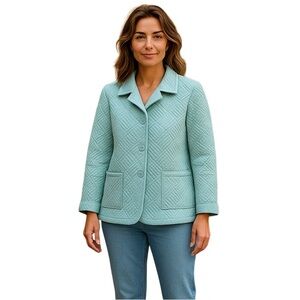 CROFT & BARROW JACKET Quilted  XL Aqua 4 button barn jacket
